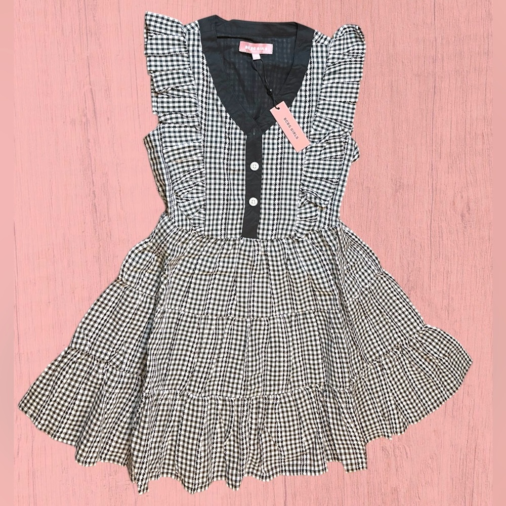 BCBG Girls | Black & White Casual Tiered Sleeveless Spring Dress | Sz:10 NWT 🏷️